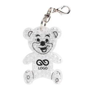 Heijastava muovinen karhun avainrengas - Valkoinen